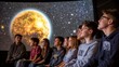 © Elena - Group of Students Watching Solar Projection in Planetarium