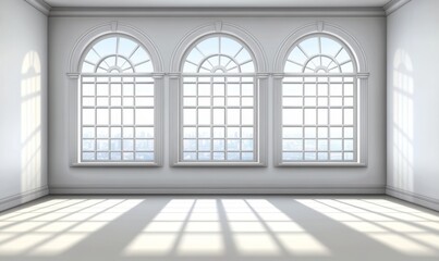 Poster - A design or product presentation background image showcases a light and shadow play in light gray tones