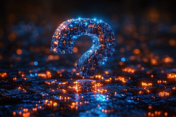 Leinwandbilder - futuristic glowing blue binary question mark digital art artificial intelligence coding technology information systems
