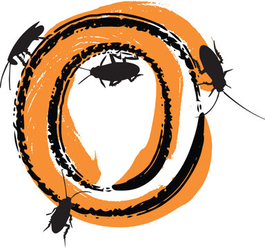 Letter O filled with cockroaches and bugs.