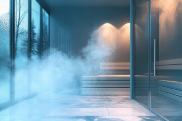 Poster - Relaxing steam room interior with soothing atmosphere and modern design