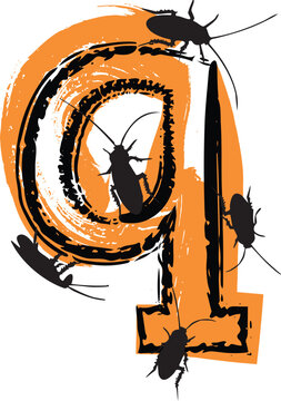 Letter q filled with cockroaches and bugs.