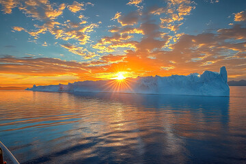 Wall Mural - On a sunny summer day in Alaska, cruise passengers eagerly gather on deck, their faces filled with awe and excitement as they witness breathtaking panoramic view of a majestic glacier, its glistening