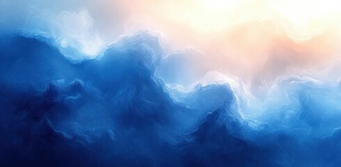 Poster - Light Blue Abstract Gradient Background Soft Pastel Colors Watercolor Texture Design