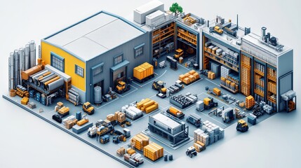 Aufkleber - Isometric Illustration of Modern Smart Warehouse System with Inventory Control and IoT Technology
