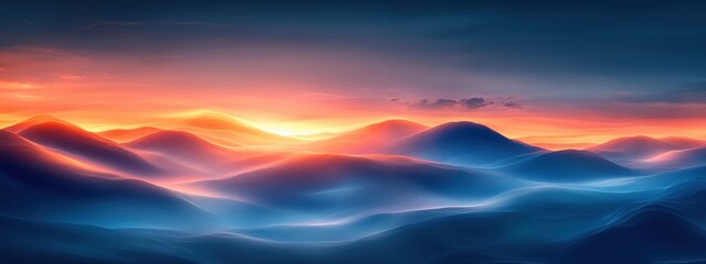 Fototapete - Abstract flowing gradient background blue orange ethereal light smooth transitions