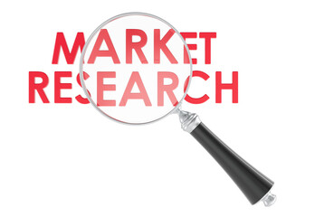 Poster - Market Research concept with magnifying glass. 3D rendering isolated on the transparent background