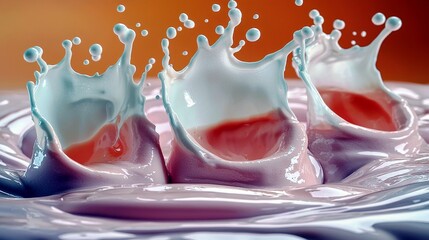 Poster - Stunning Close-Up of Colorful Liquid Splashes and Creamy Waves Creating Dynamic and Eye-Catching Visual Effects