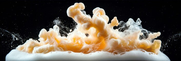Poster - Dramatic Explosion of Viscous Liquid Creating Stunning Abstract Patterns Against Dark Background