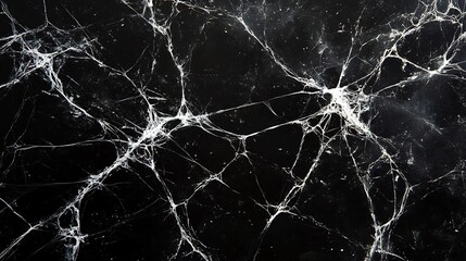 Intricate Spiderweb on Black Background: A Monochrome Masterpiece