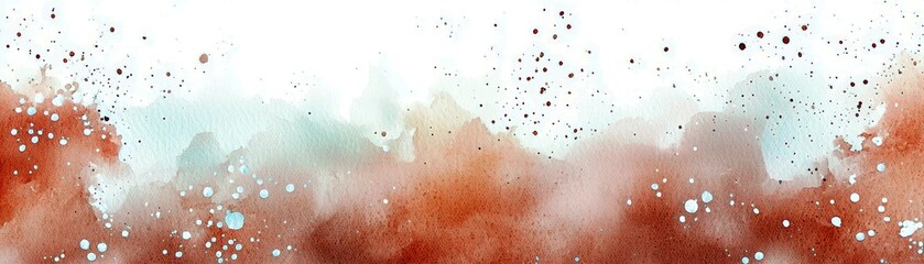 Poster - Abstract watercolor splash with soft hues of red and teal, blended textures and dynamic speckles creating a vibrant artistic background for designs