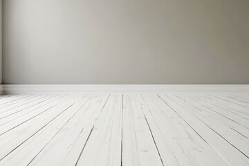 Poster - Minimalist empty room with white wooden floor and light gray walls