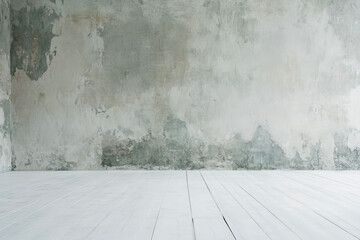 Wall Mural - Rustic textured wall with wooden floor in minimalist interior setting