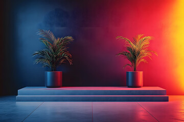 Wall Mural - stock photo features a minimalist studio setting with a black gradient backdrop, creating a versatil