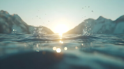 Wall Mural - Serene Sunset Water 3D Render