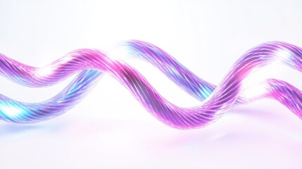 Poster - Colorful Wave of Bright Neon Twisted Light on White Background