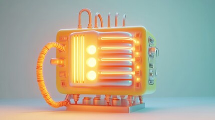 Poster - Futuristic Energy Generator with Glowing Tubes and Pipes Design