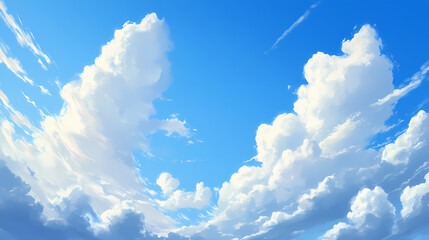 Heart-shaped cloud formation in blue sky. Ravenwood. Illustration