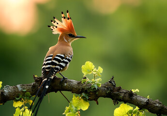Wall Mural - eurasian hoopoe bird in early morning light