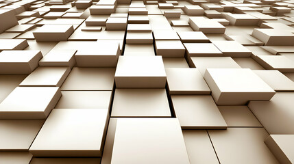 Fototapete - Abstract background of beige cubes, 3D rendering, geometric shapes, textured surface, modern design, architectural inspiration, building blocks, wallpaper, digital art.