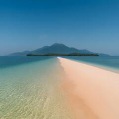 Wall Mural - Island Paradise: Sandbar and Mountain View