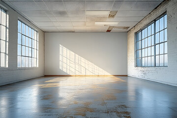 Wall Mural - an empty interior space featuring a blank wall, providing a versatile backdrop for a variety of desi