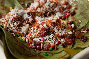 A closeup view of a paan.