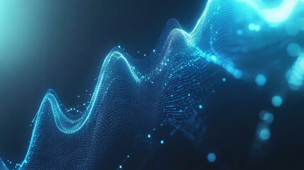 Poster - A stylized upward growth graph symbolizing business success on a high-tech blue background.