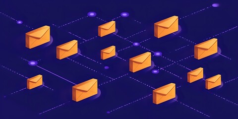 Aufkleber - Abstract Network of Email Communication: Digital Correspondence and Messaging