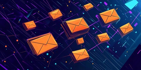 Aufkleber - Digital Mail Flow: Abstract Visualization of Email Communication