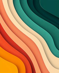 Wall Mural - A vibrant abstract design featuring flowing layers in warm and cool tones, creating a dynamic visual rhythm. background design enhancement