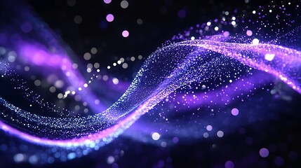 Aufkleber - Enchanting Abstract Purple and White Particle Wave on Black Background : Generative AI