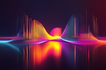 Aufkleber - Vibrant Abstract Digital Sound Wave with a Colorful Neon Gradient : Generative AI