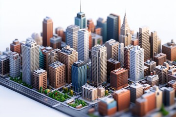 Aufkleber - Vibrant Cityscape Model with Skyscrapers and Urban Landscape : Generative AI
