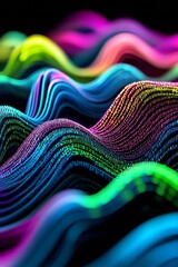 Aufkleber - Abstract Neon Waveform Art with Colorful Gradient Vibrations : Generative AI