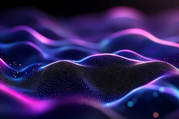 Fototapete - Abstract Illuminated Waves in Vibrant Pink and Purple Colors with Sparkling Lights : Generative AI