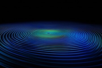 Poster - Abstract blue and green ripples forming a mesmerizing water wave pattern at night : Generative AI