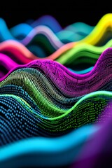 Poster - Vibrant Digital Wave Art with Pulsating Colors and Gradients : Generative AI