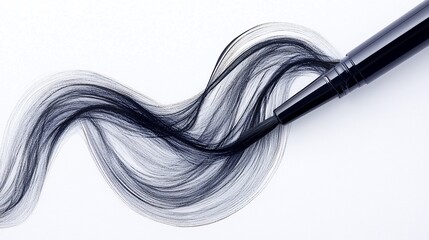 Black eyeliner pen creating a wavy line on white background.