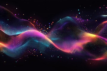 Aufkleber - Dynamic Multicolored Lightwave With Vibrant Dots and Gradient Flow : Generative AI