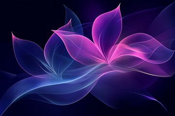 Aufkleber - Enchanting Abstract Dual Leaves Design in Mesmerizing Purple and Blue Hues : Generative AI