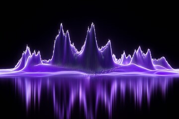 Aufkleber - Vibrant Purple Abstract Sound Waves Reflecting on Water in Digital Landscape : Generative AI