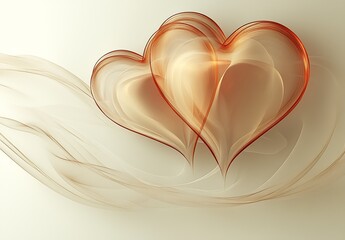 Poster - Elegant Abstract Design of Intertwined Hearts On Subtle Background : Generative AI