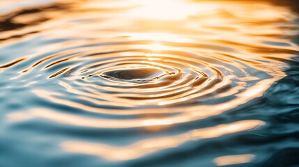 Aufkleber - Serene Sunset Water Ripples Creating Golden Reflections and Fluid Designs : Generative AI