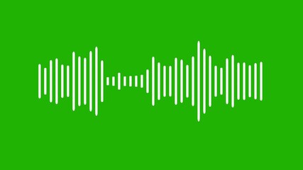 sound wave or audio wavefrom isolated on green screen background, Animated sound wave spectrum.
White audio waveform spectrum animation, Visualization sound graphic element.