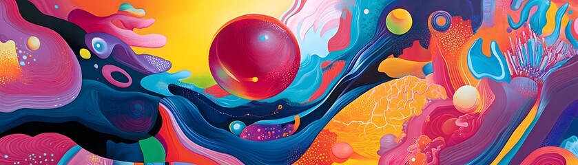 Poster - Vibrant abstract art featuring swirling colors and shapes, creating a dynamic visual experience. Perfect for enhancing creative projects and inspiring imagination.