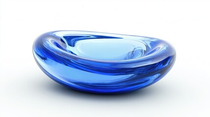 Poster - Stylized 3D Blue Water Drop with Smooth Curves Isolated on Clean White Background for Modern Design and Artistic Presentations