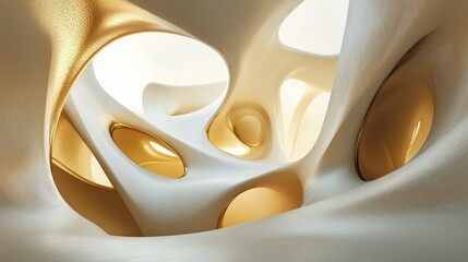 Poster - Contemporary 3D Abstract Interior Design Background with Organic Shapes Ideal for Advertising and Graphic Use