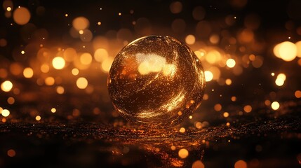Fototapete - Futuristic 3D Abstract Sphere with Bokeh Lights in a Technological Digital Background