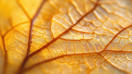 Poster - Golden autumn leaf texture with intricate vein patterns showcasing minimalism and luxury in nature's design for modern abstract imagery.